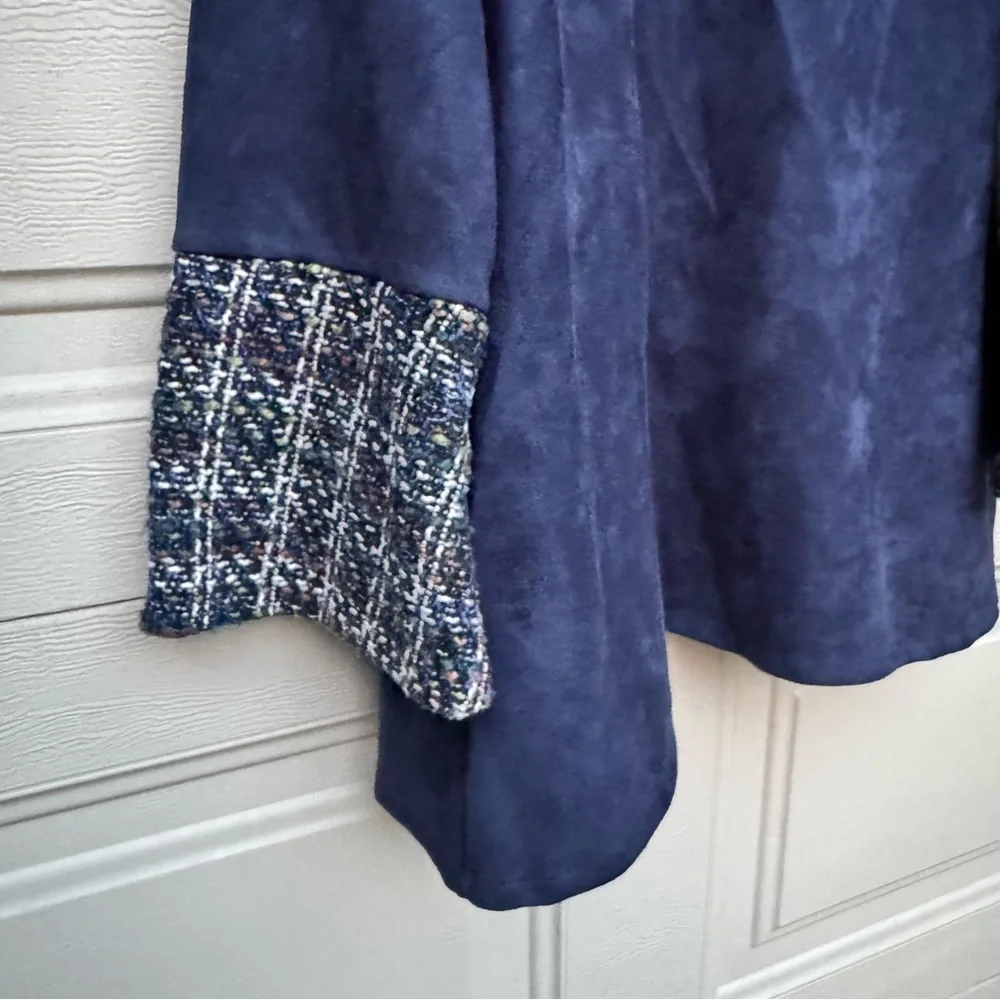 Navy Blazer with Tweed Accents - Picture 8 of 10